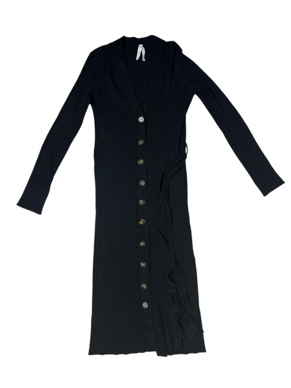 ⭐️ Dreamers by Debut Black Long Sleeve Button-Front Ribbed Maxi Dress- size S/M